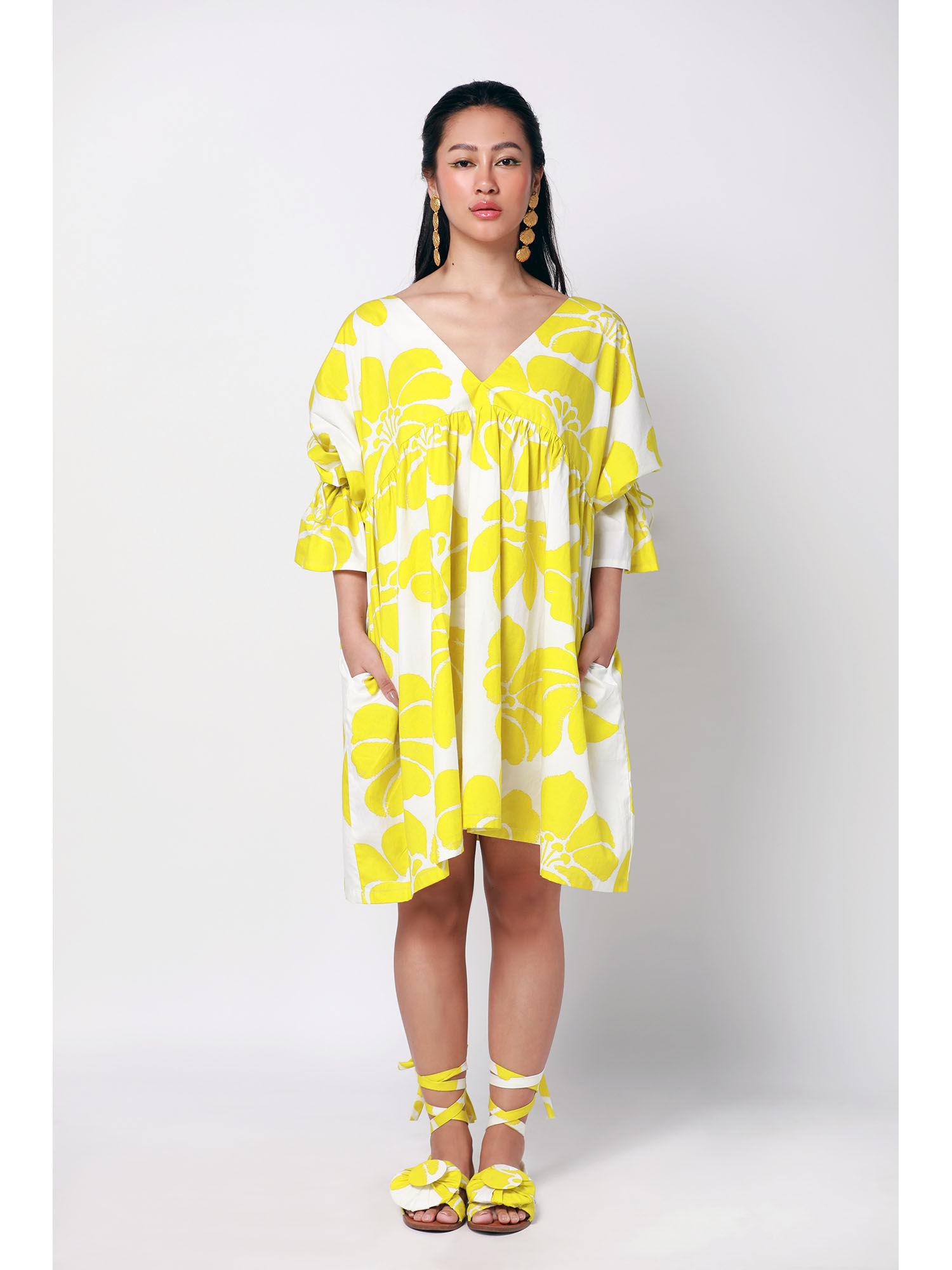 yellow sonder draw string dress