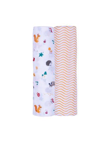 yellow squirrel swaddle wrap (pack of 2)