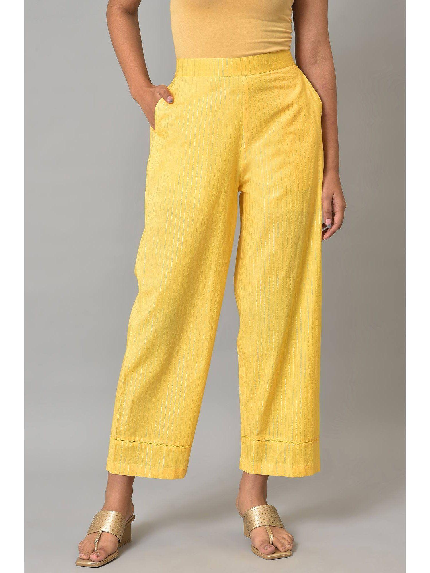 yellow straight fit women palazzo