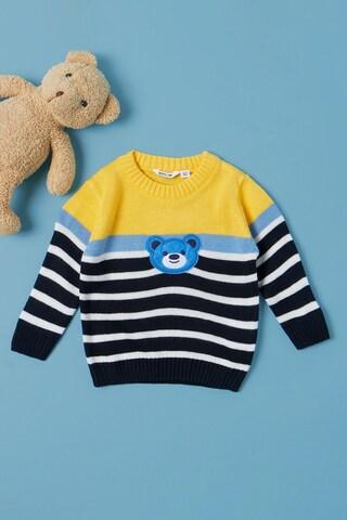 yellow stripe casual full sleeves round neck baby regular fit sweater