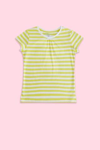 yellow stripe casual half sleeves round neck girls regular fit t-shirt