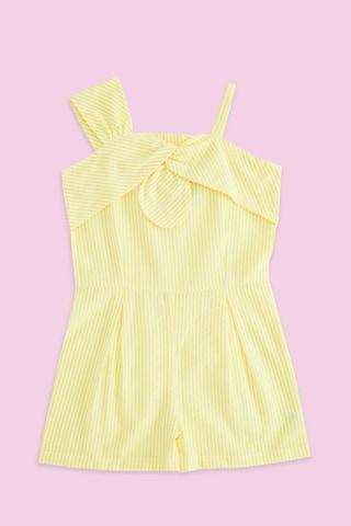 yellow stripe strappy neck casual knee length sleeveless girls regular fit jumpsuit