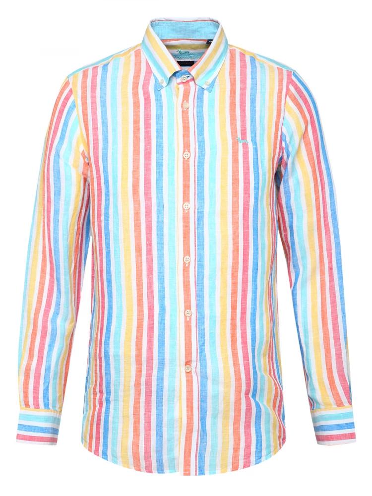 yellow striped collar shirt