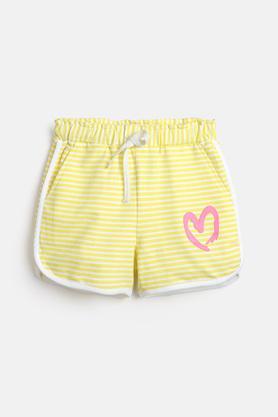 yellow striped cotton shorts for girls - yellow