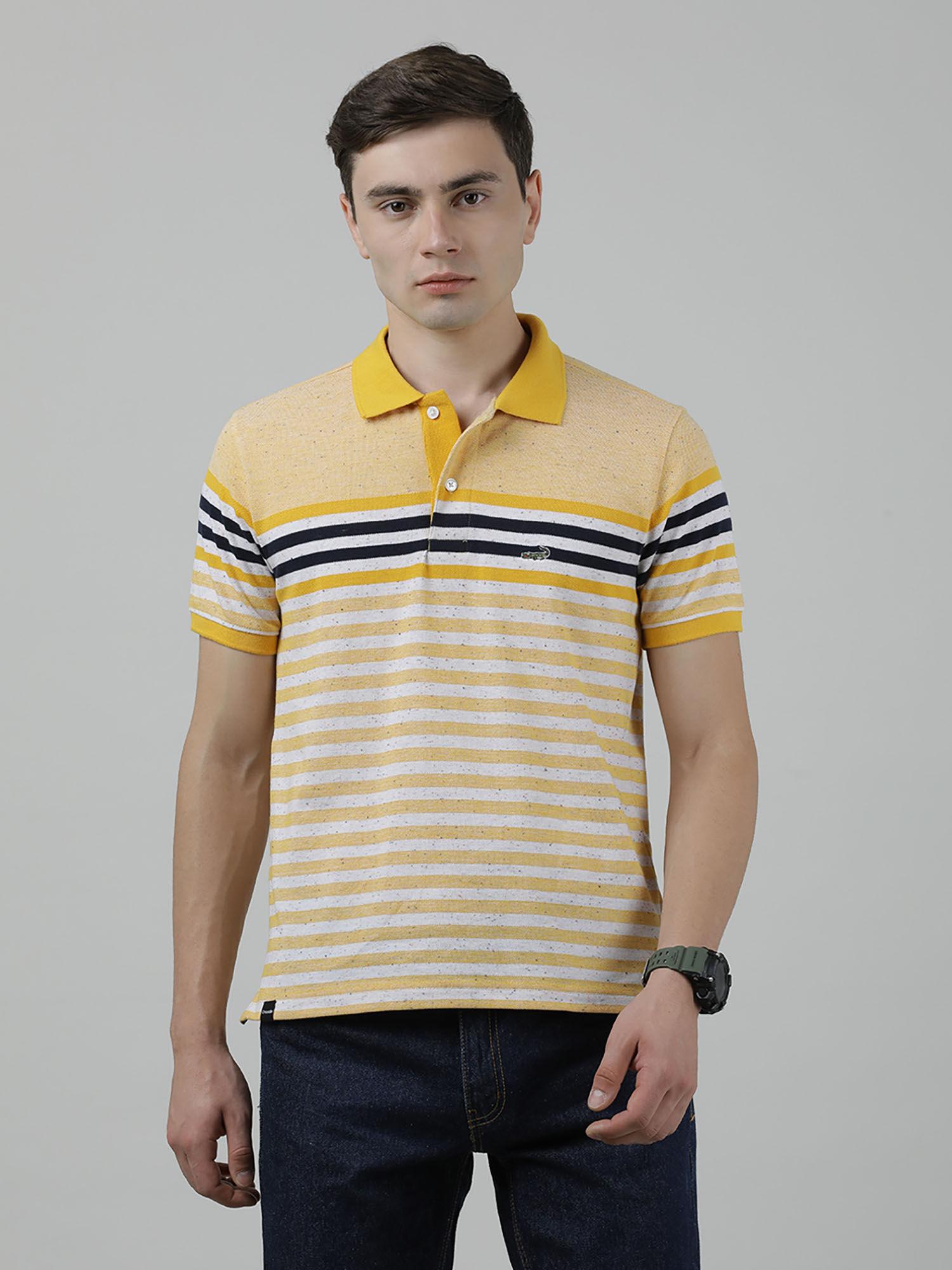 yellow striped polo t-shirt