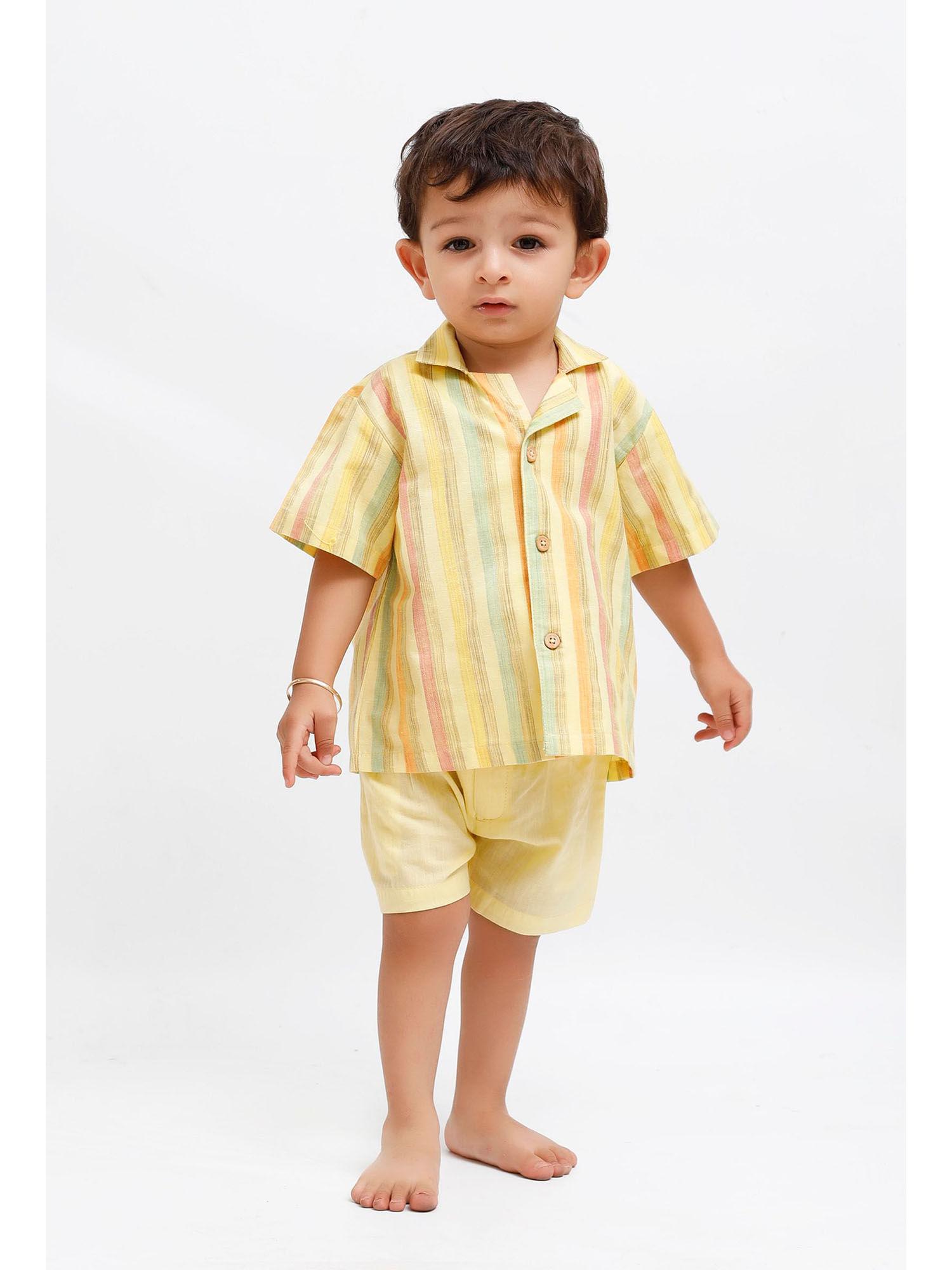 yellow striped shirt and yellow shorts (set of 2)