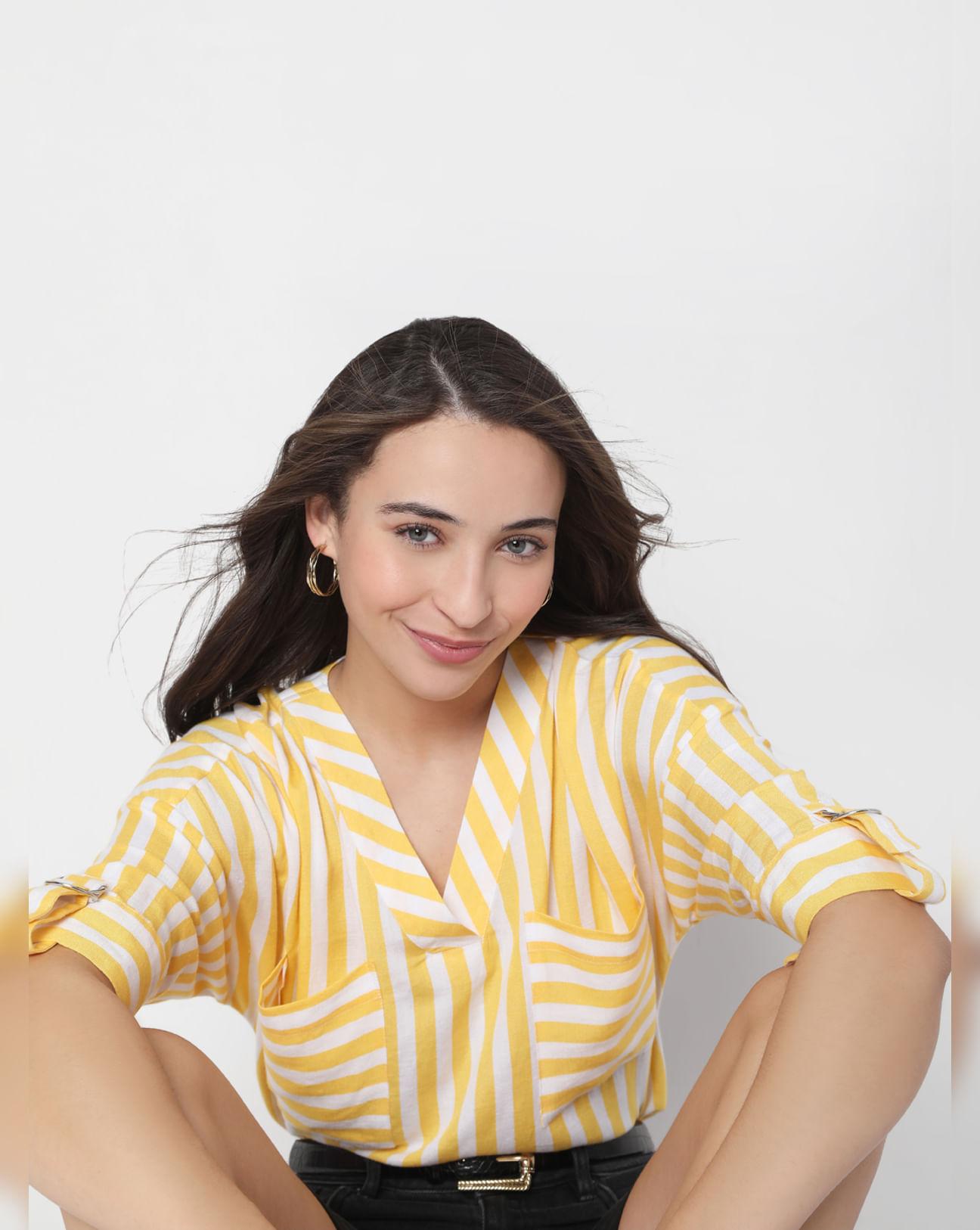 yellow striped shirt