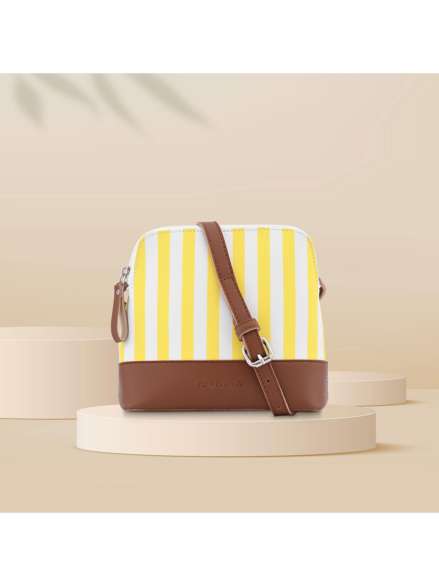 yellow striped sling bag for women