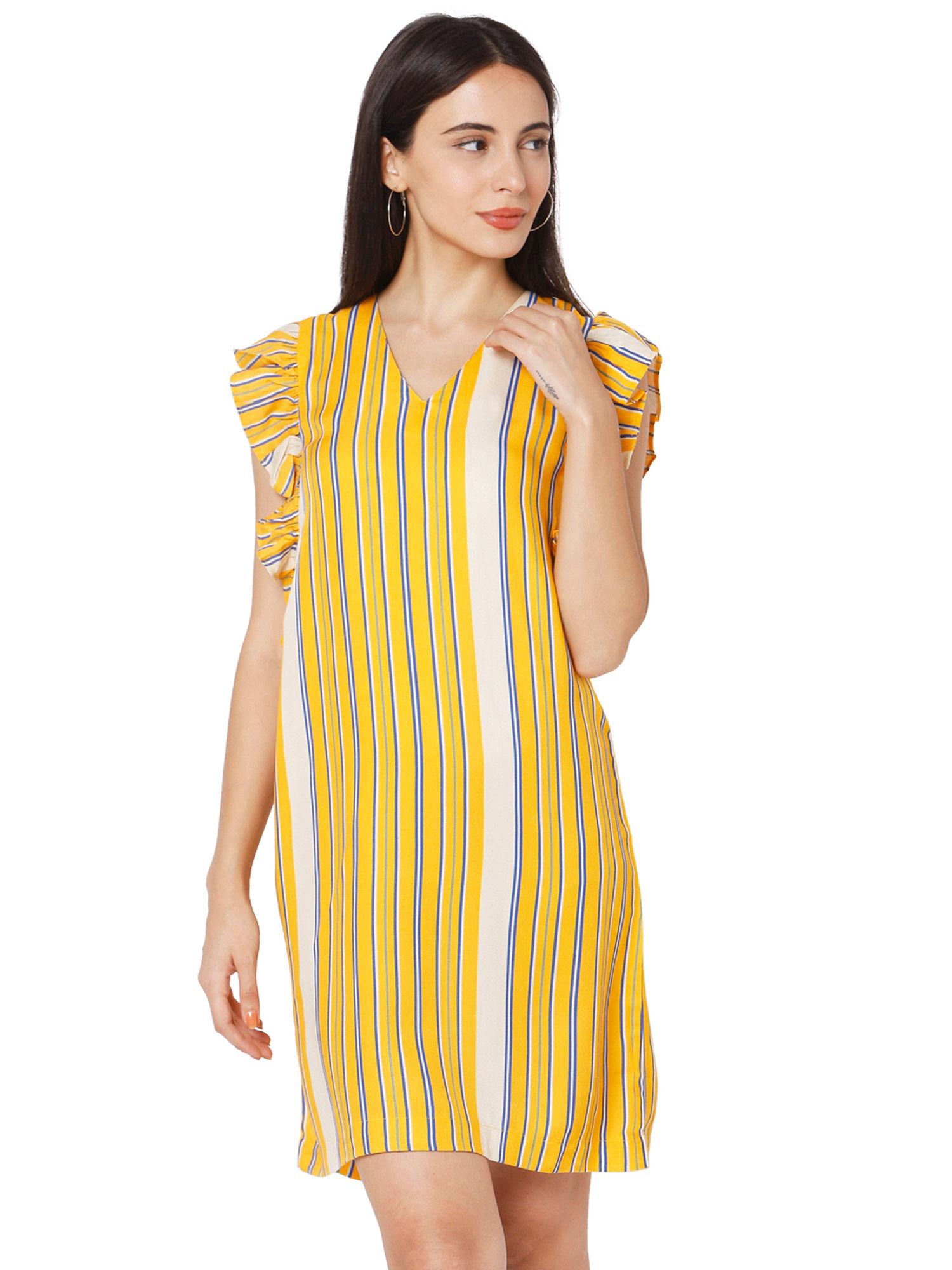 yellow striped women dress