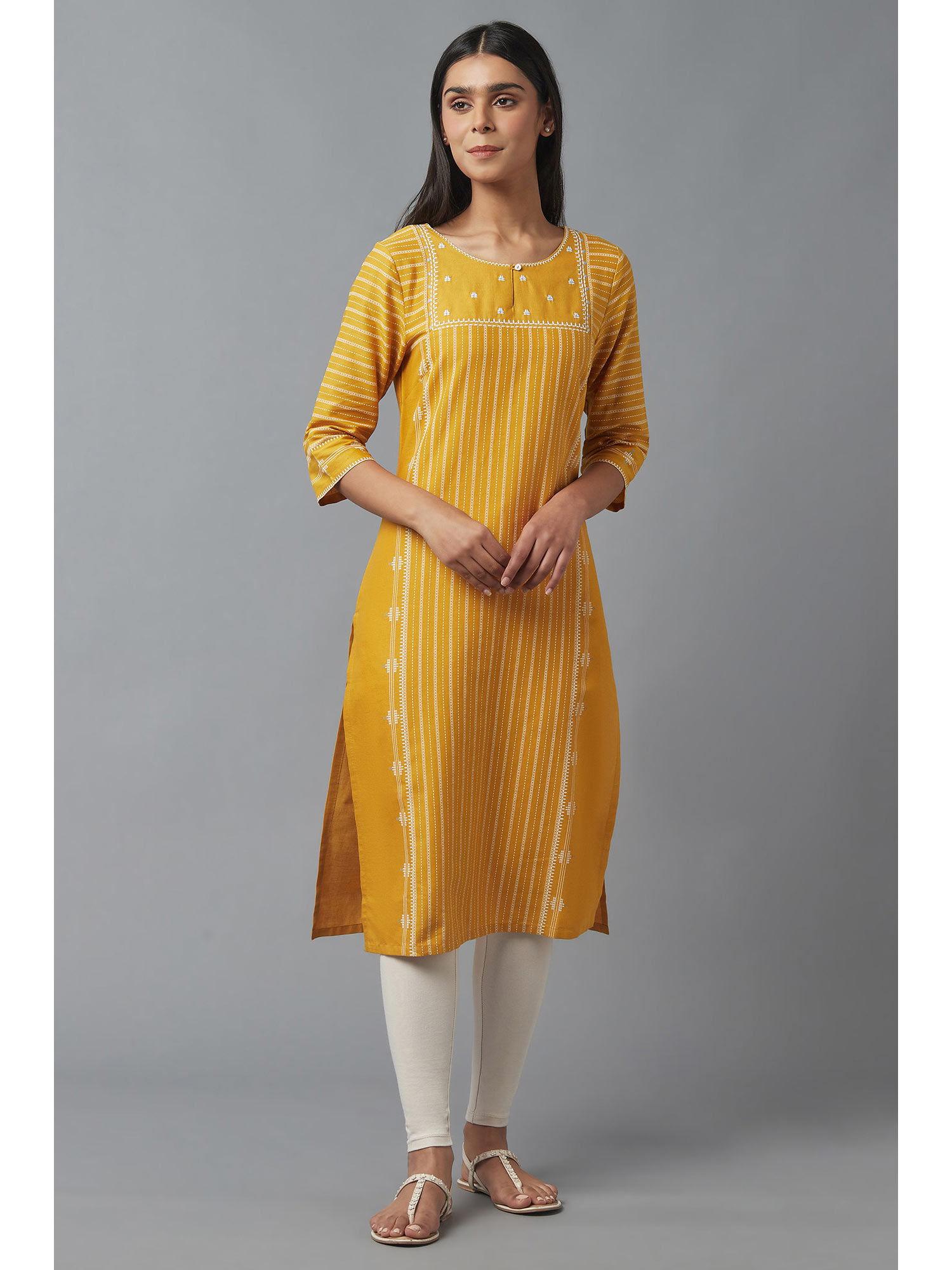 yellow stripes kurta