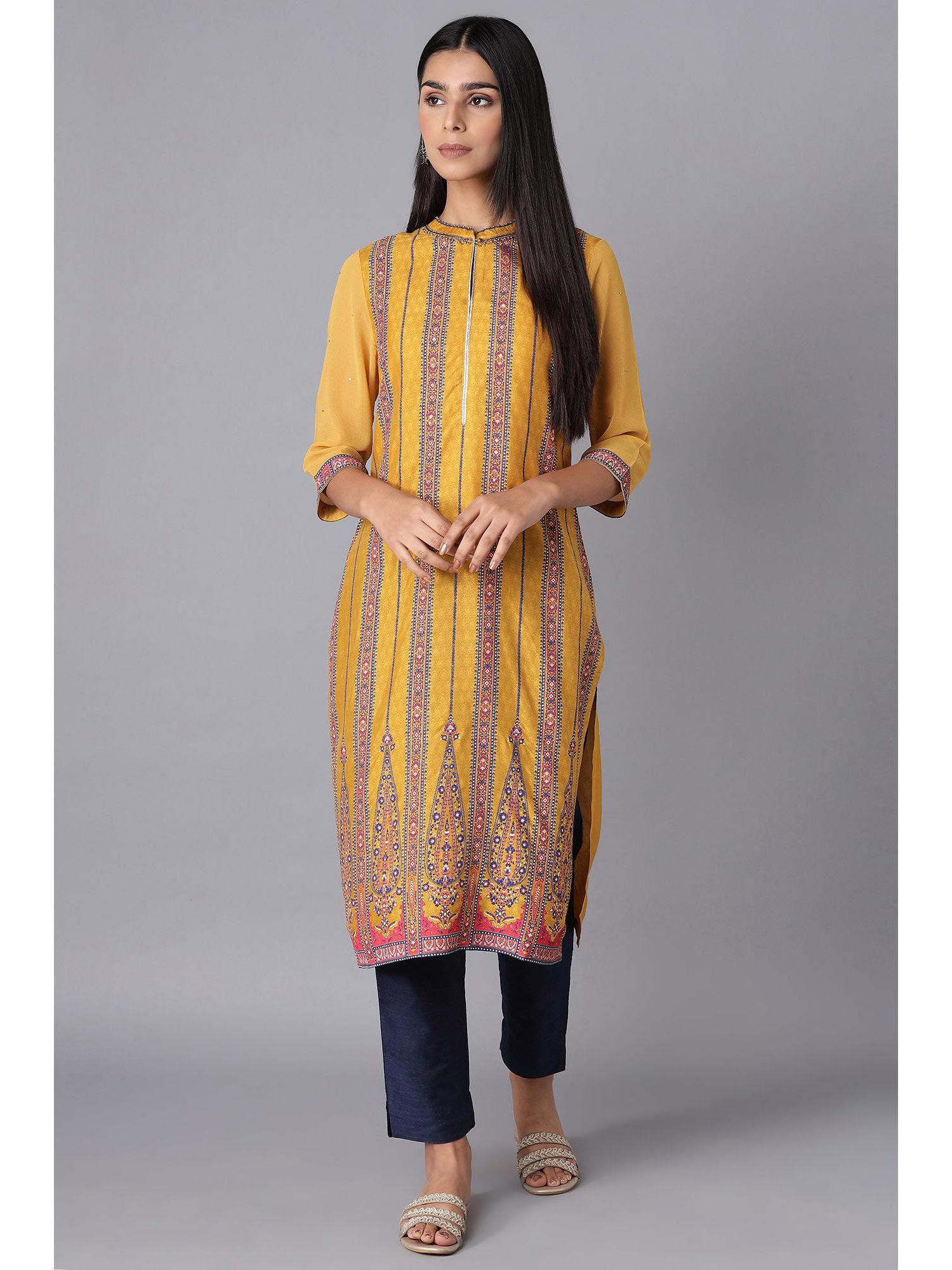 yellow stripes kurta