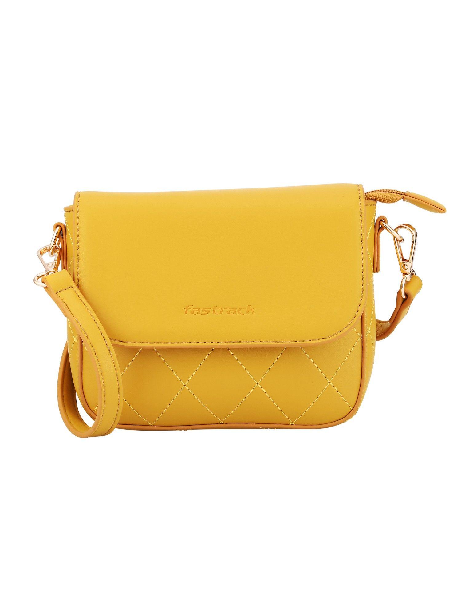 yellow structured sling bag for women