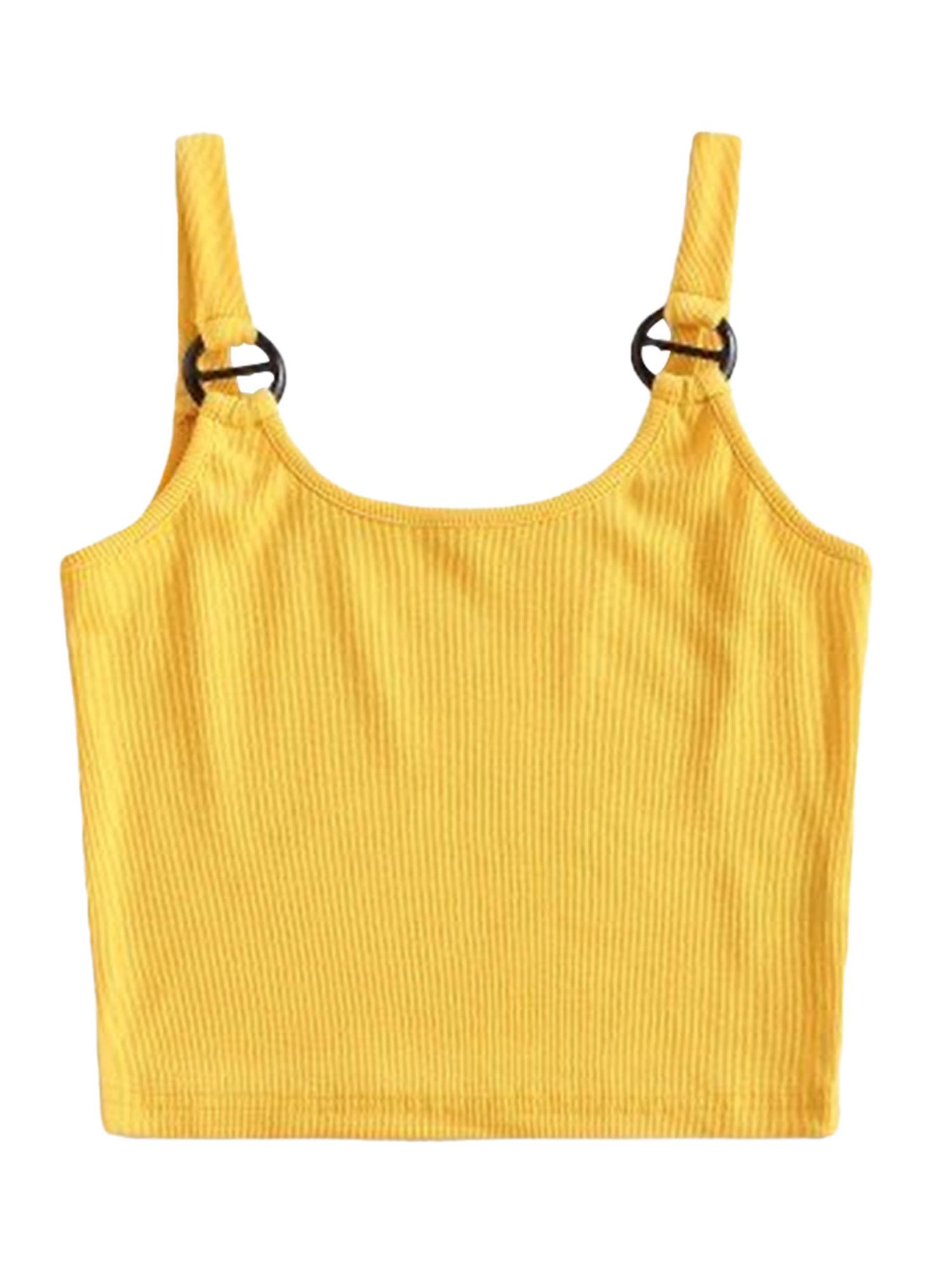 yellow stylish crop top sleeveless for women