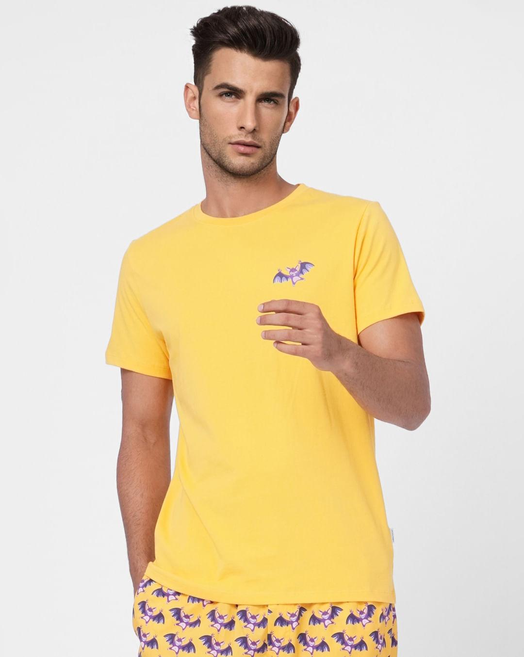 yellow t-shirt & printed shorts set