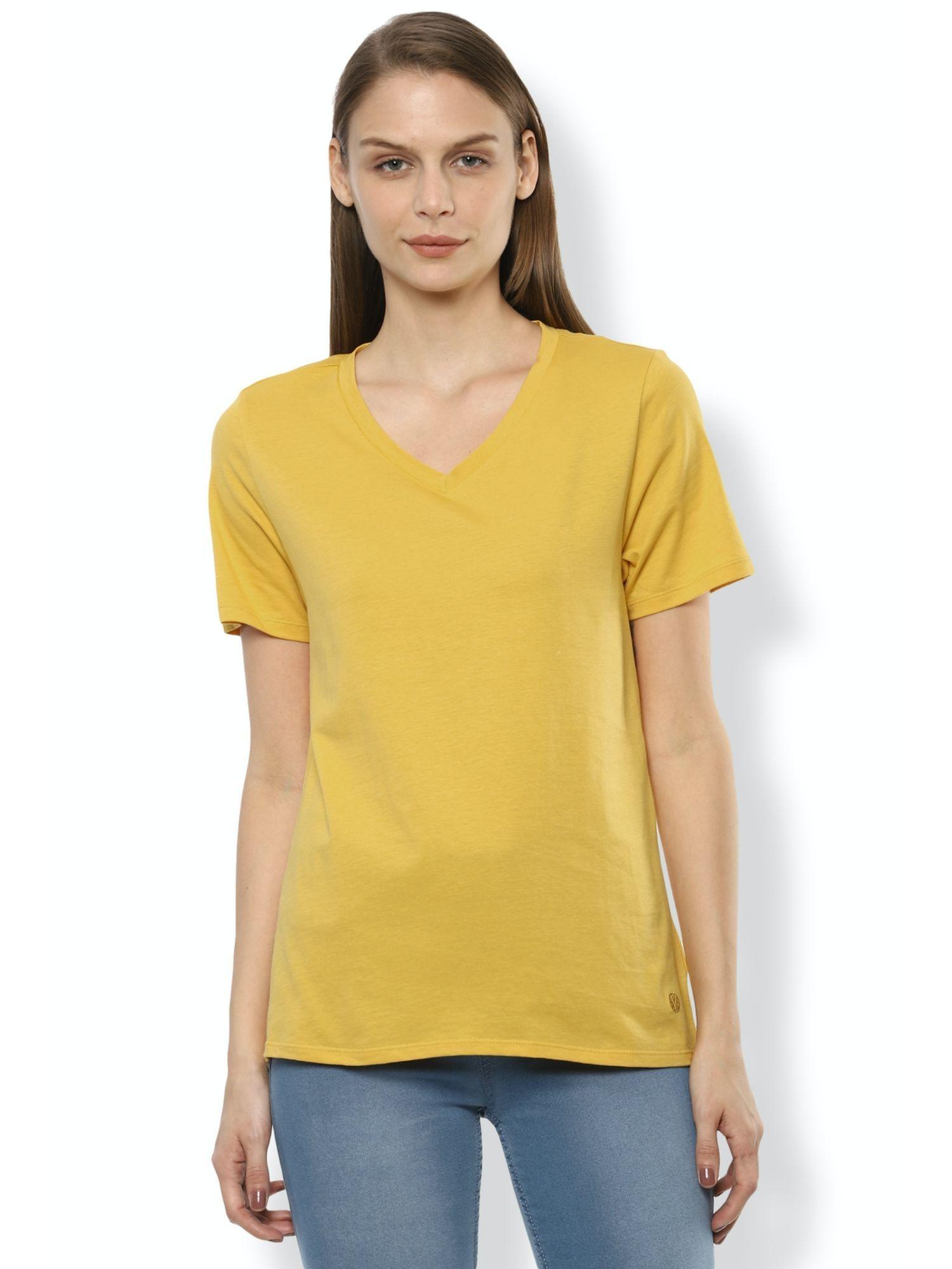 yellow t-shirt solid-plain