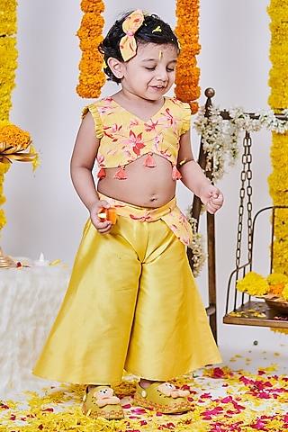 yellow taffeta palazzo set for girls