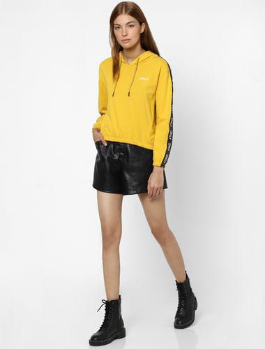 yellow tape detail hooded sweatshirt