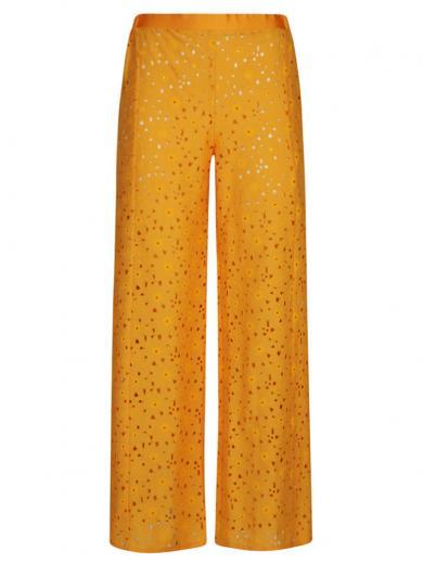 yellow tartana wide leg trousers