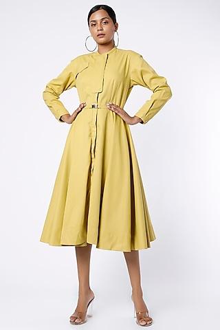 yellow terry rayon shirt dress