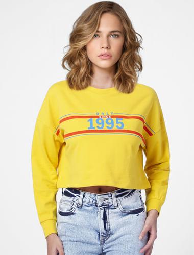 yellow text print sweatshirt