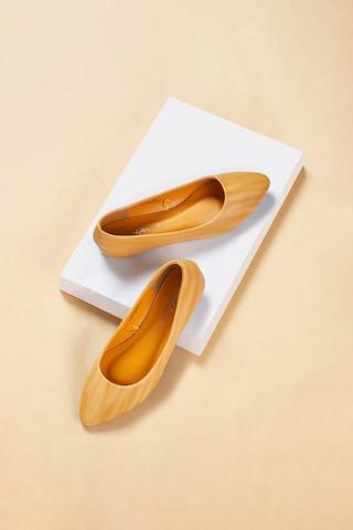 yellow textured casual women flat shoes