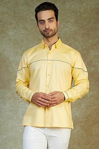 yellow textured cotton shirt