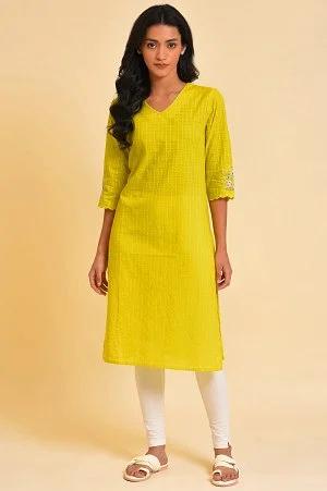 yellow textured dobby kurta