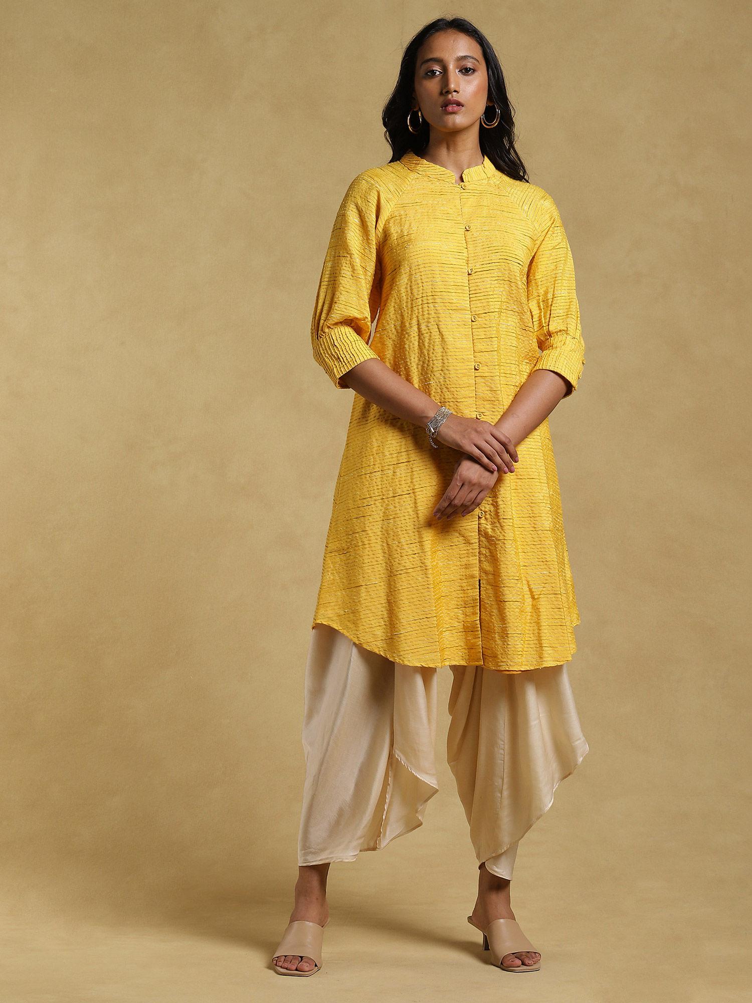 yellow textured kurti