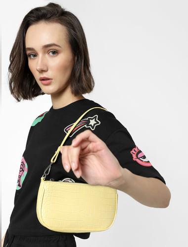 yellow textured small shoulder bag