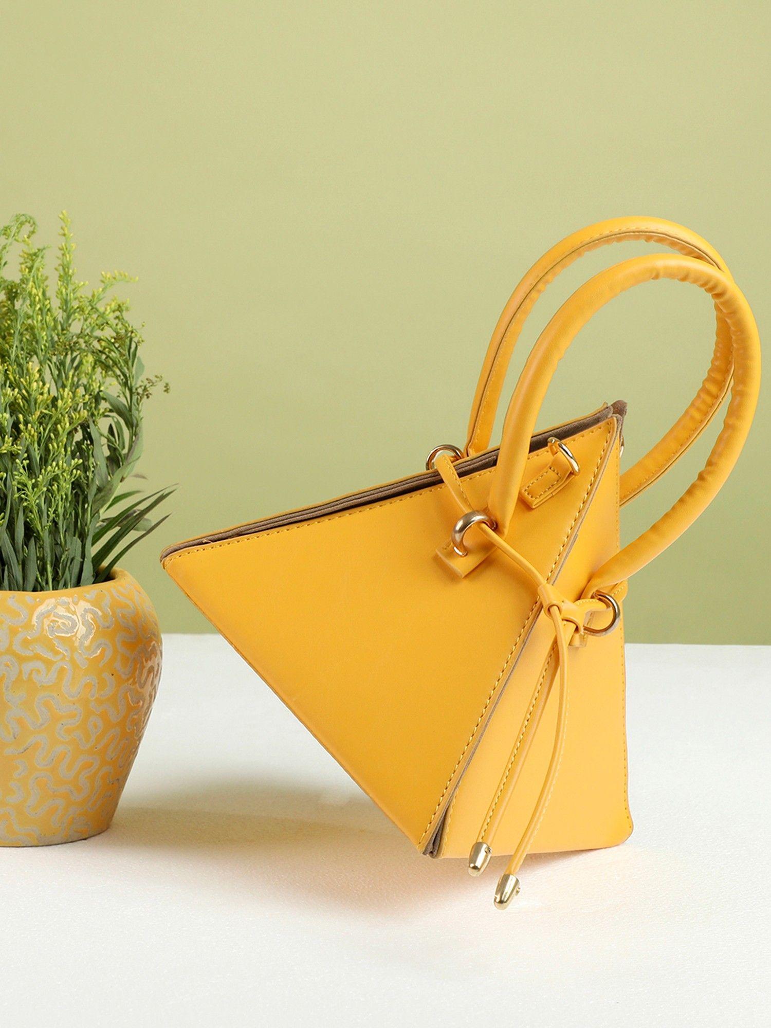 yellow triangle handbag