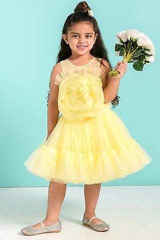 yellow tulle high-low dress for girls