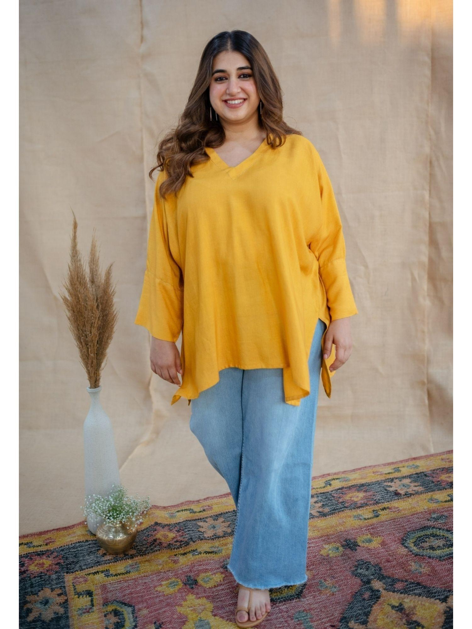 yellow tussar viscose top