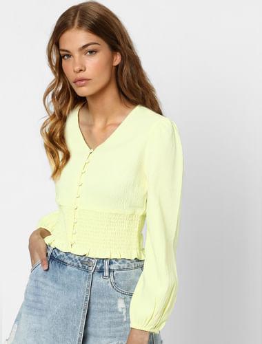 yellow v neck top