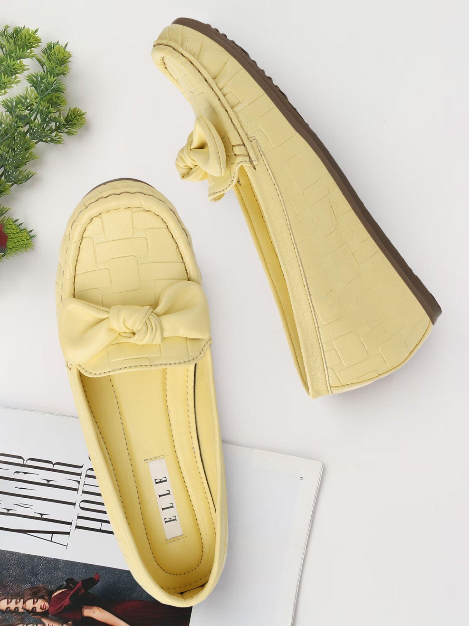 yellow women slip on loafers