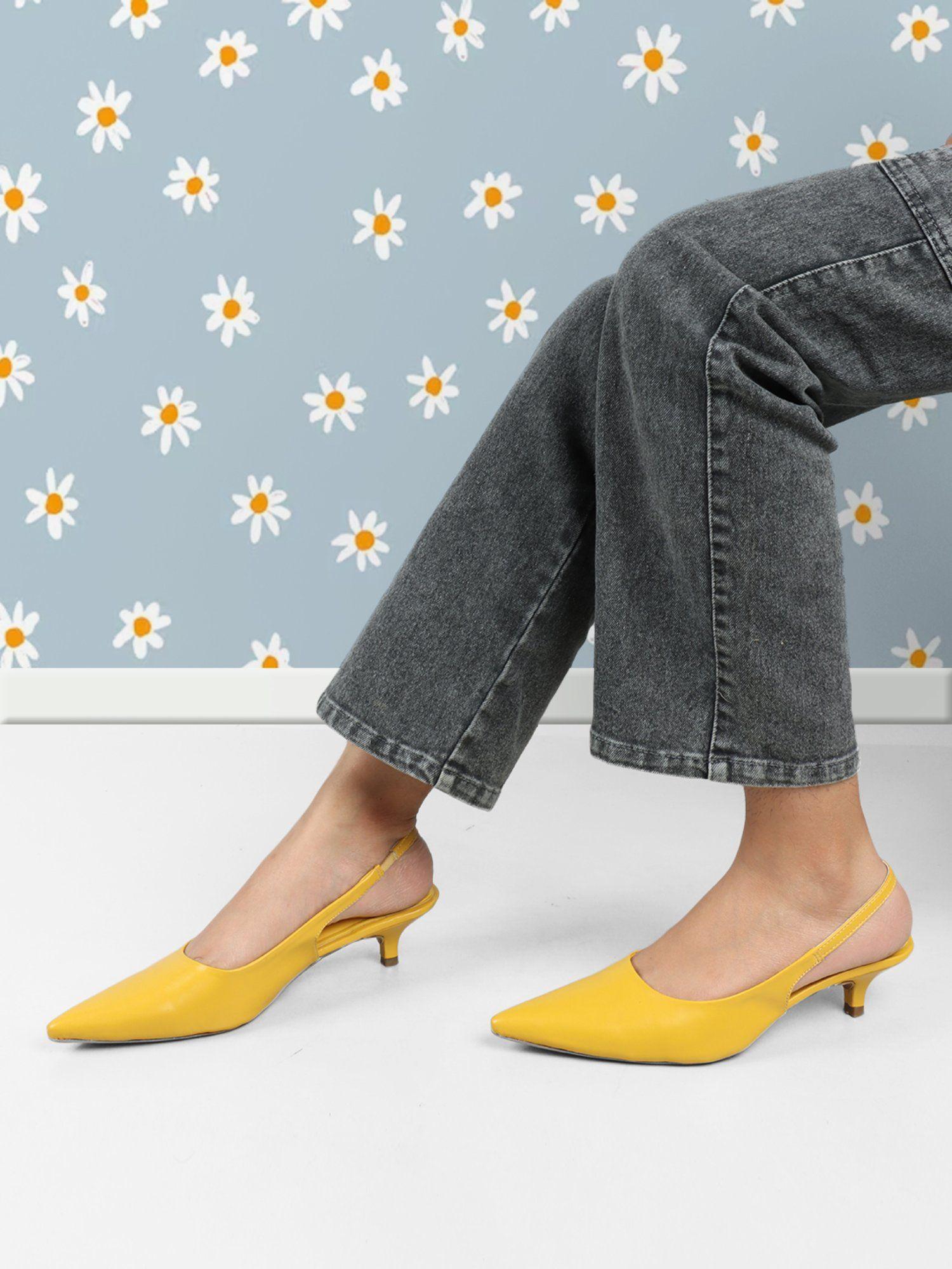 yellow women solid mules