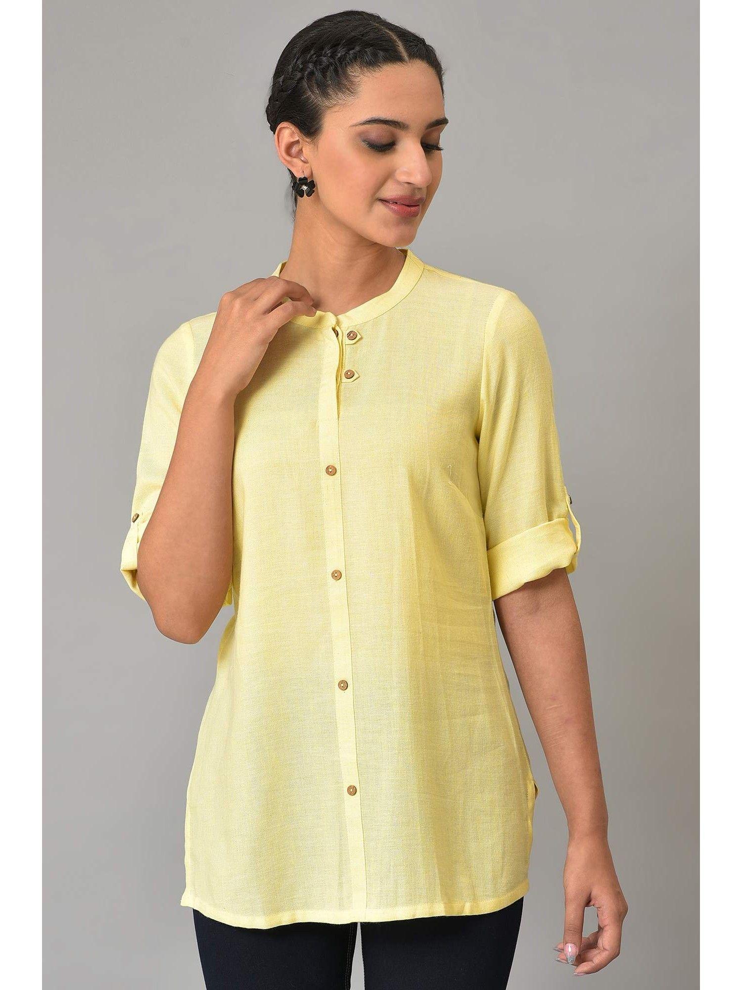 yellow woven summer plus size kurti