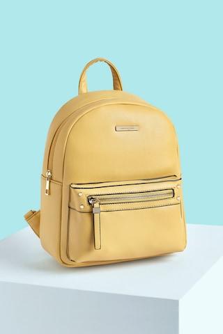 yellow zipper detail casual pvc women backpack