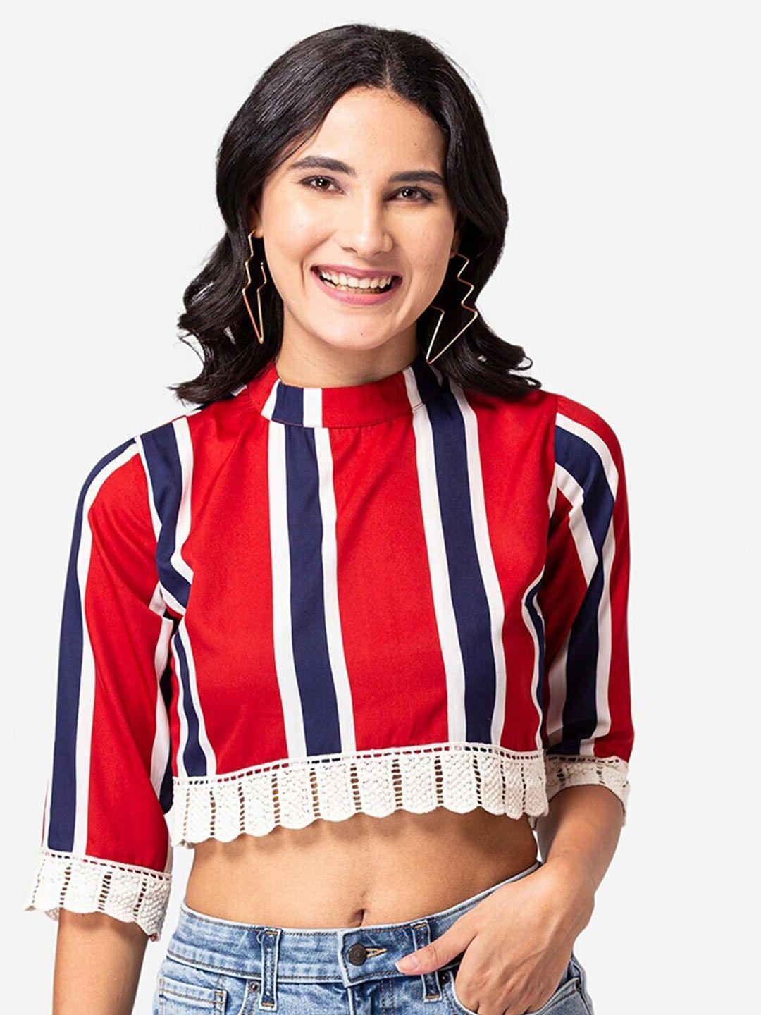 yeros  striped crepe crop top