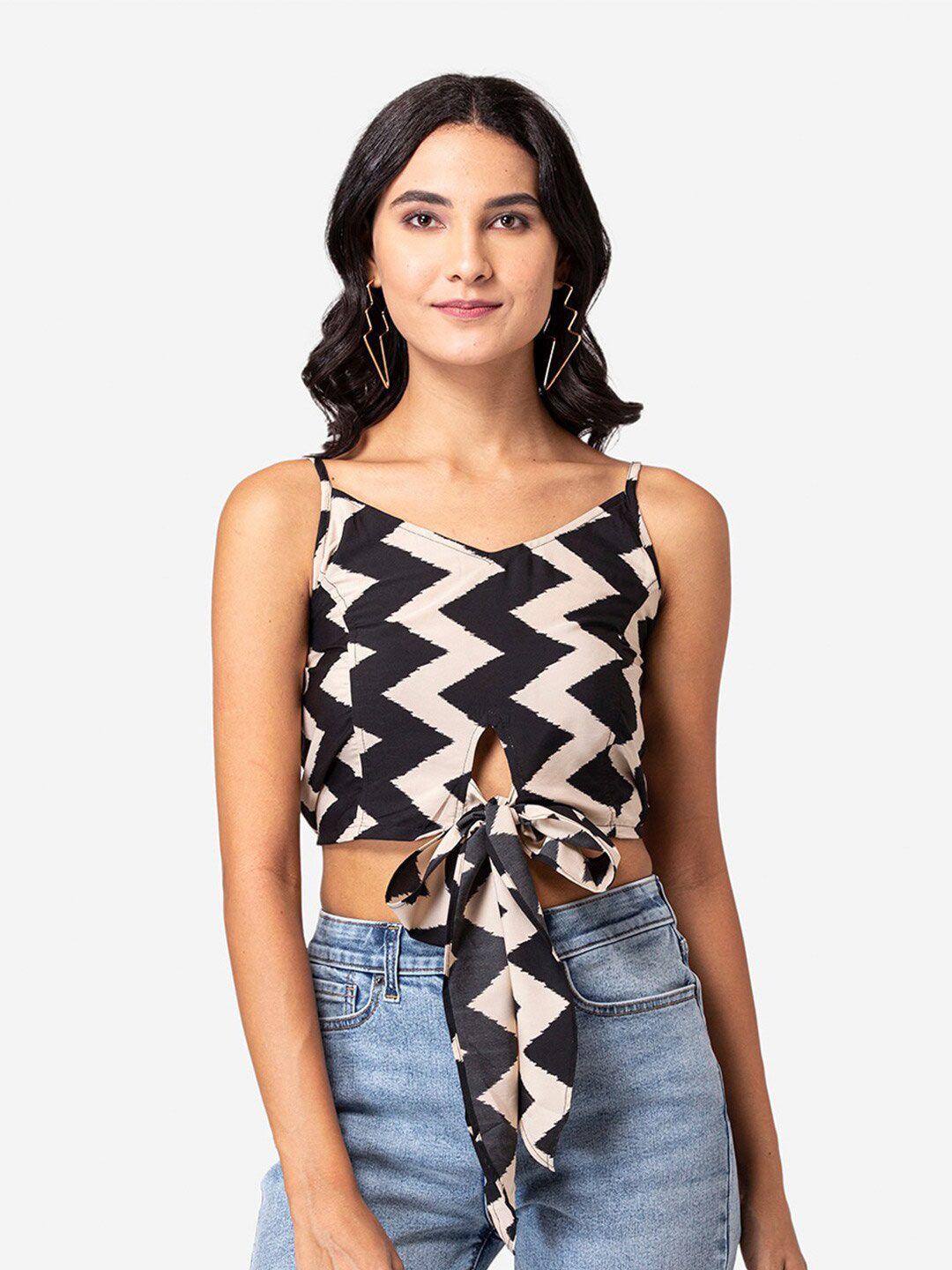 yeros geometric printed regular crop top