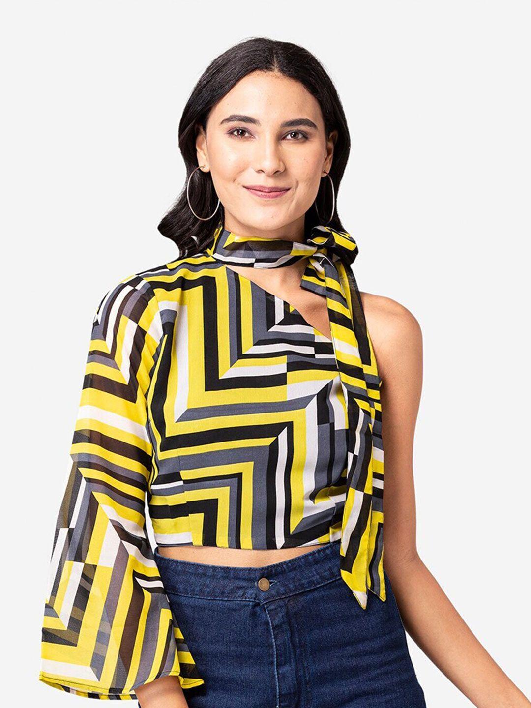 yeros geometric printed regular crop top