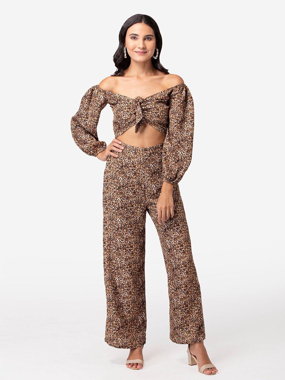 yeros printed off-shoulder basic jumpsuit