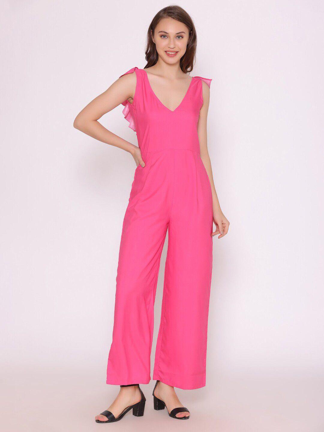 yeros v-neck ruffled basic jumpsuit