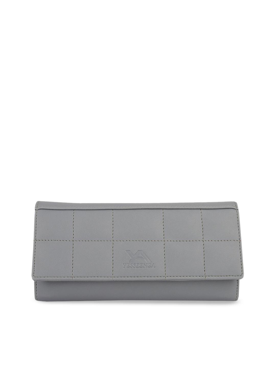 yessbenza women grey pu two fold wallet