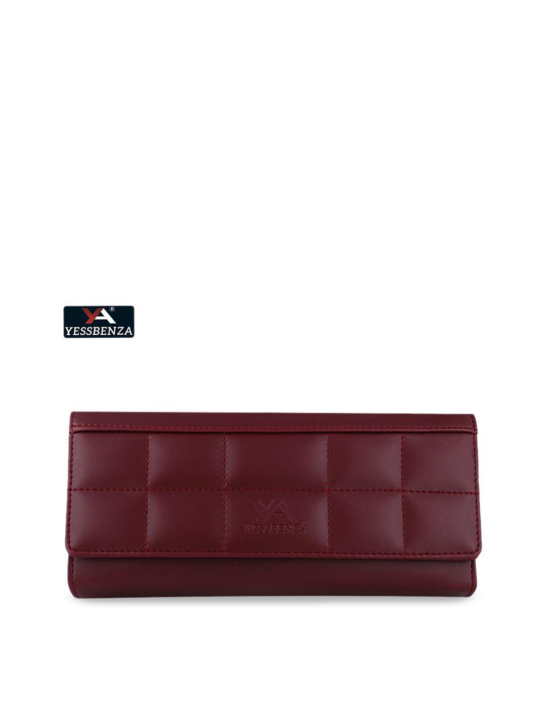 yessbenza women maroon quilted two fold wallet