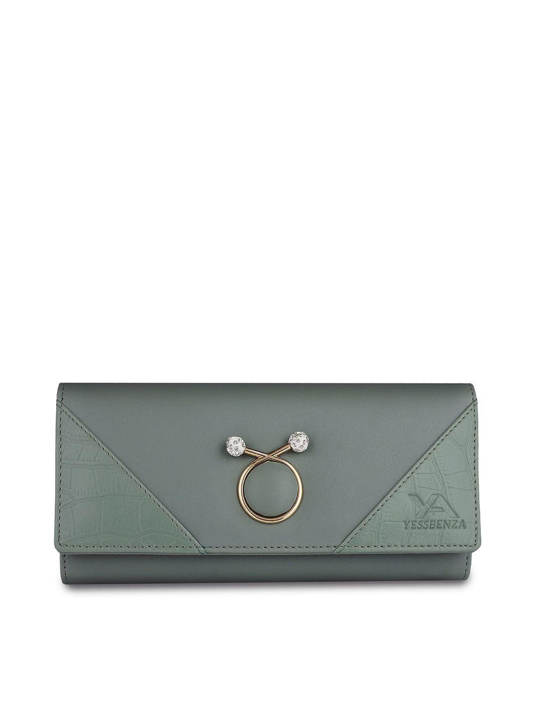 yessbenza women textured bow detail two fold wallet