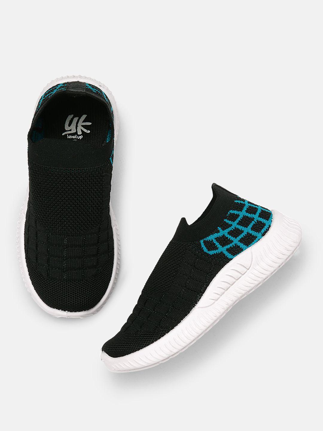 yk-boys-black-&-blue-printed-slip-on-sneakers