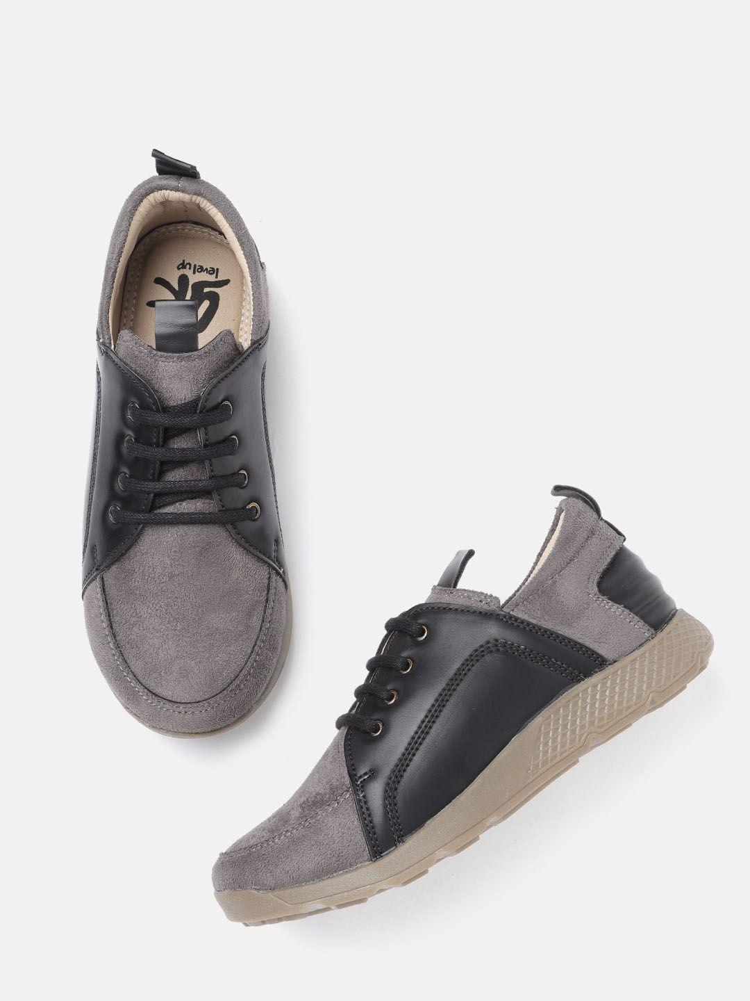 yk boys charcoal grey & black colourblocked sneakers