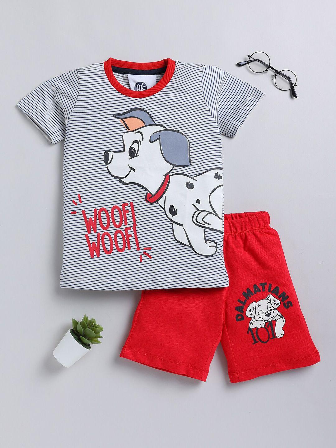 yk boys printed pure cotton t-shirt with shorts