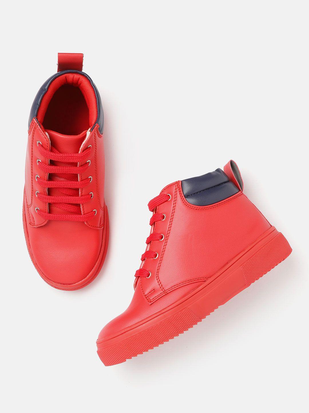 yk boys red mid-top sneakers