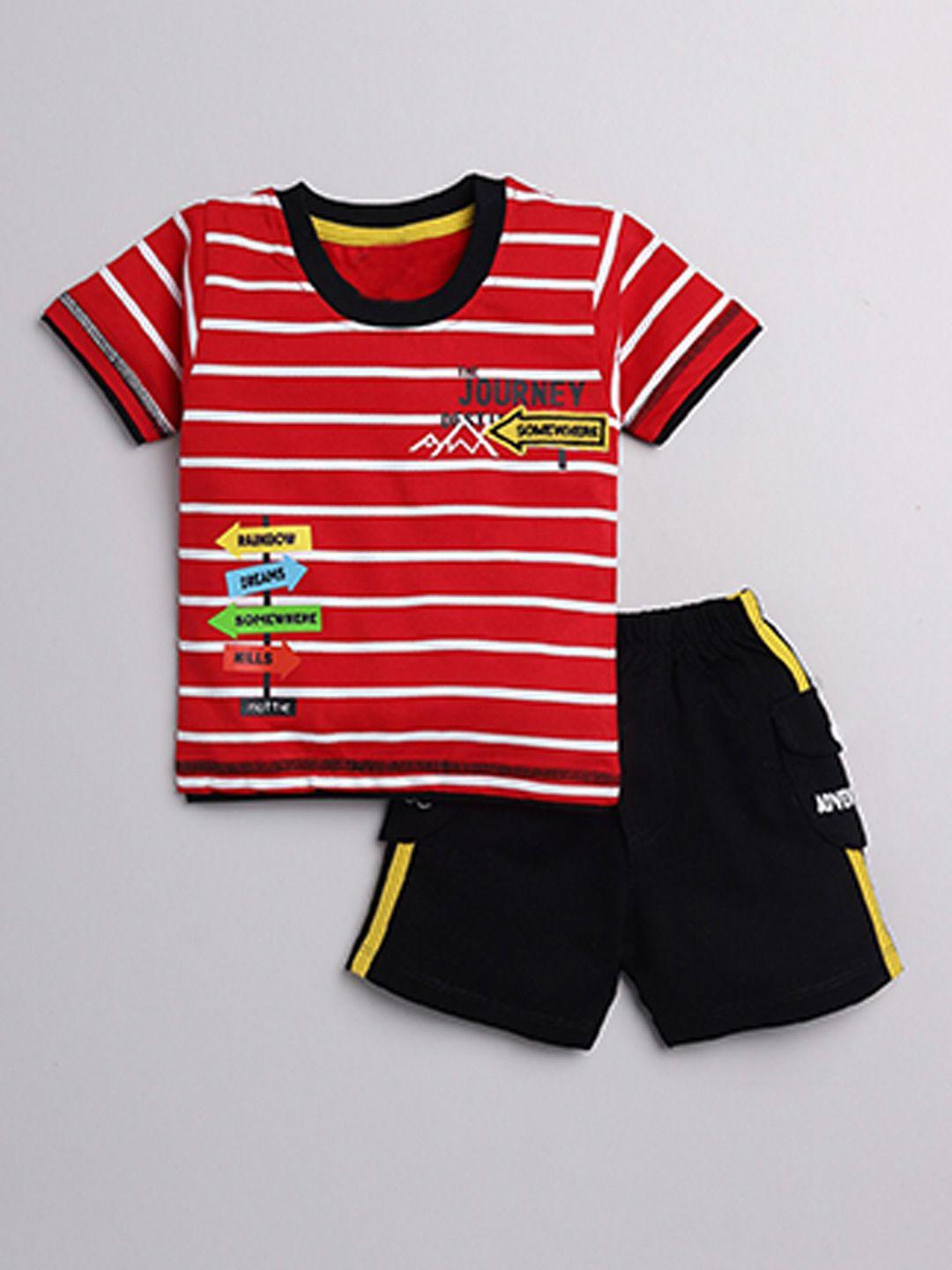 yk boys striped pure cotton t-shirt with shorts